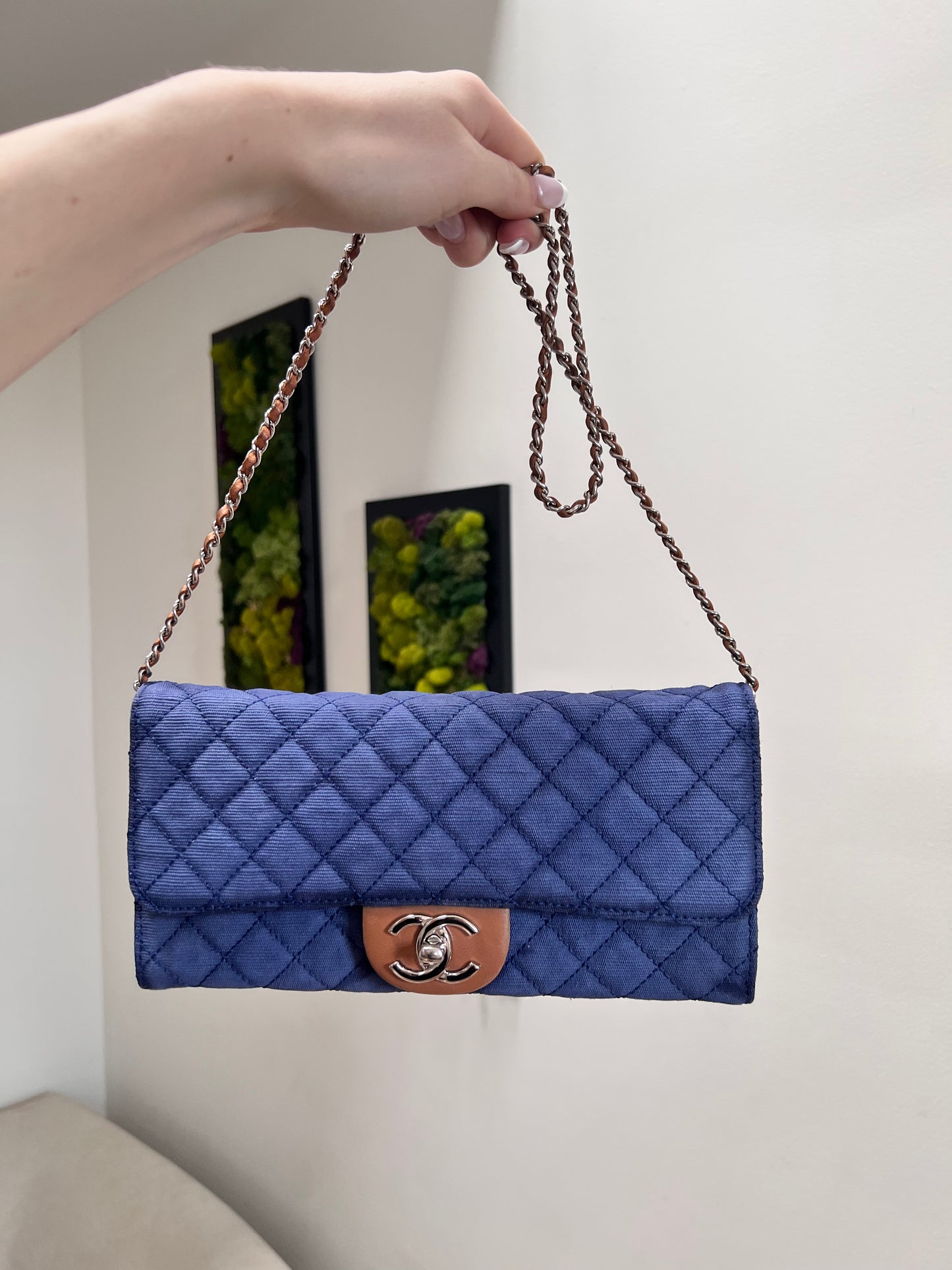 Chanel Denim CC quilted wallet on chain