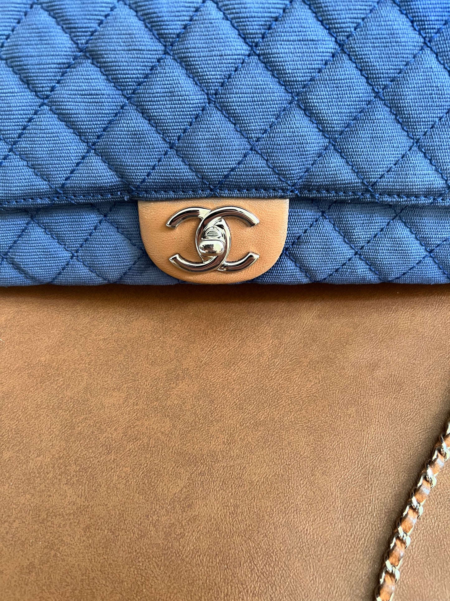 Chanel Denim CC quilted wallet on chain