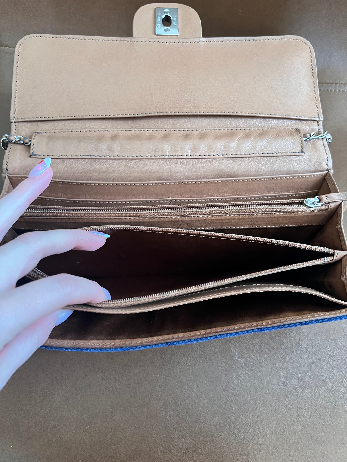 Chanel Denim CC quilted wallet on chain