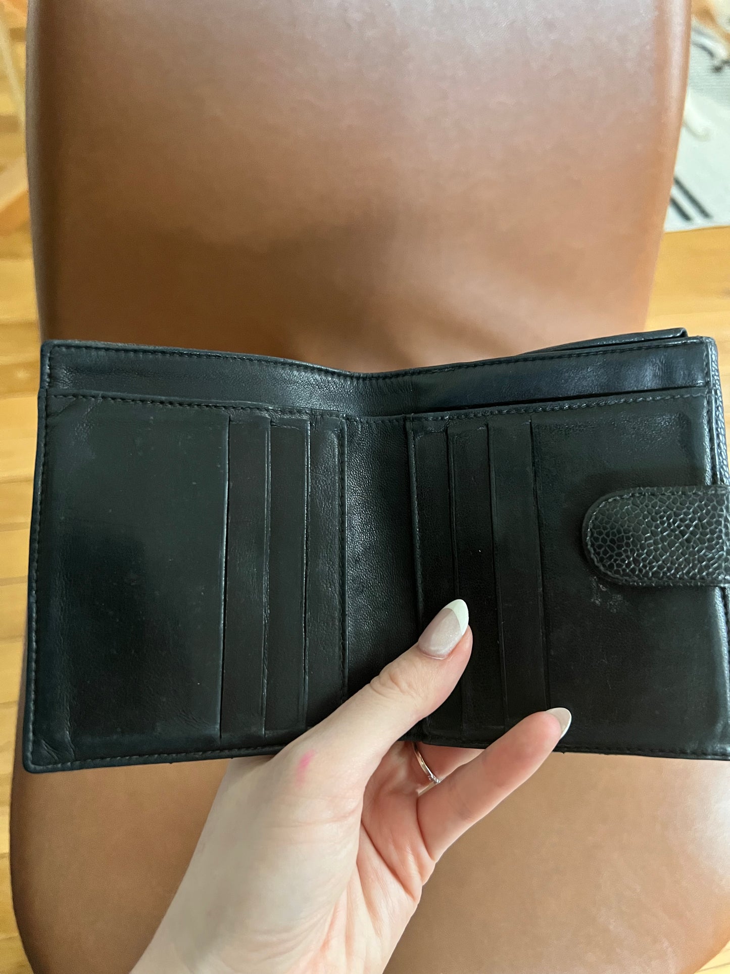 Chanel black caviar double sided wallet