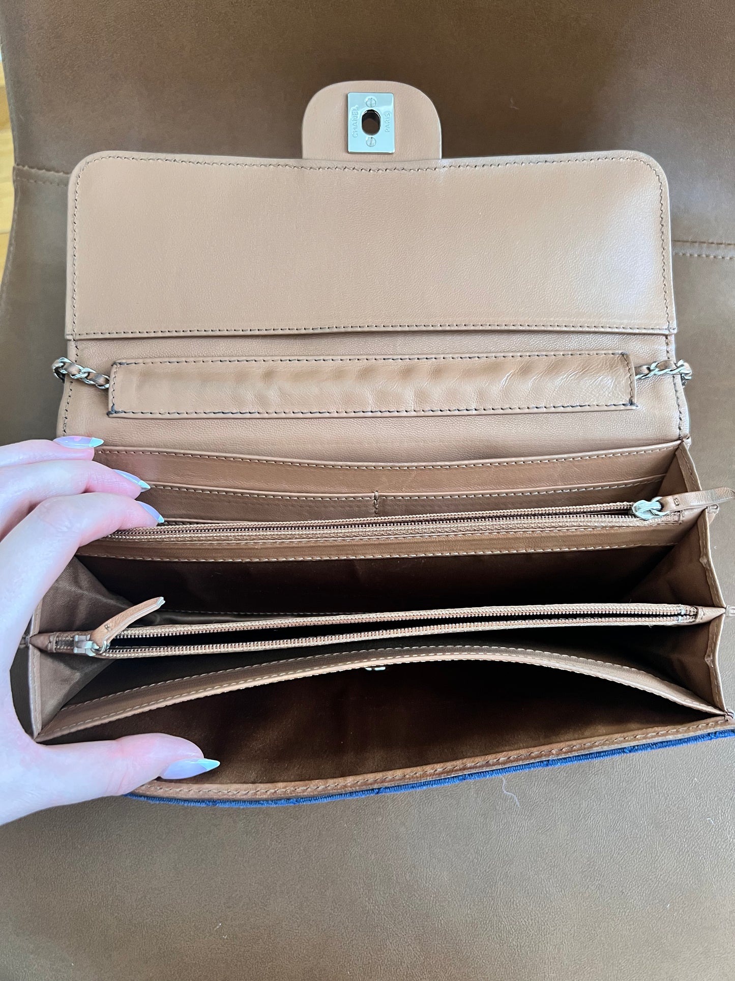 Chanel Denim CC quilted wallet on chain