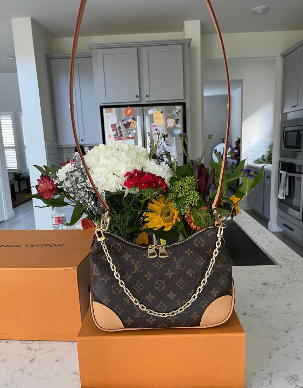 Louis Vuitton monogram / natural boulogne NM bag