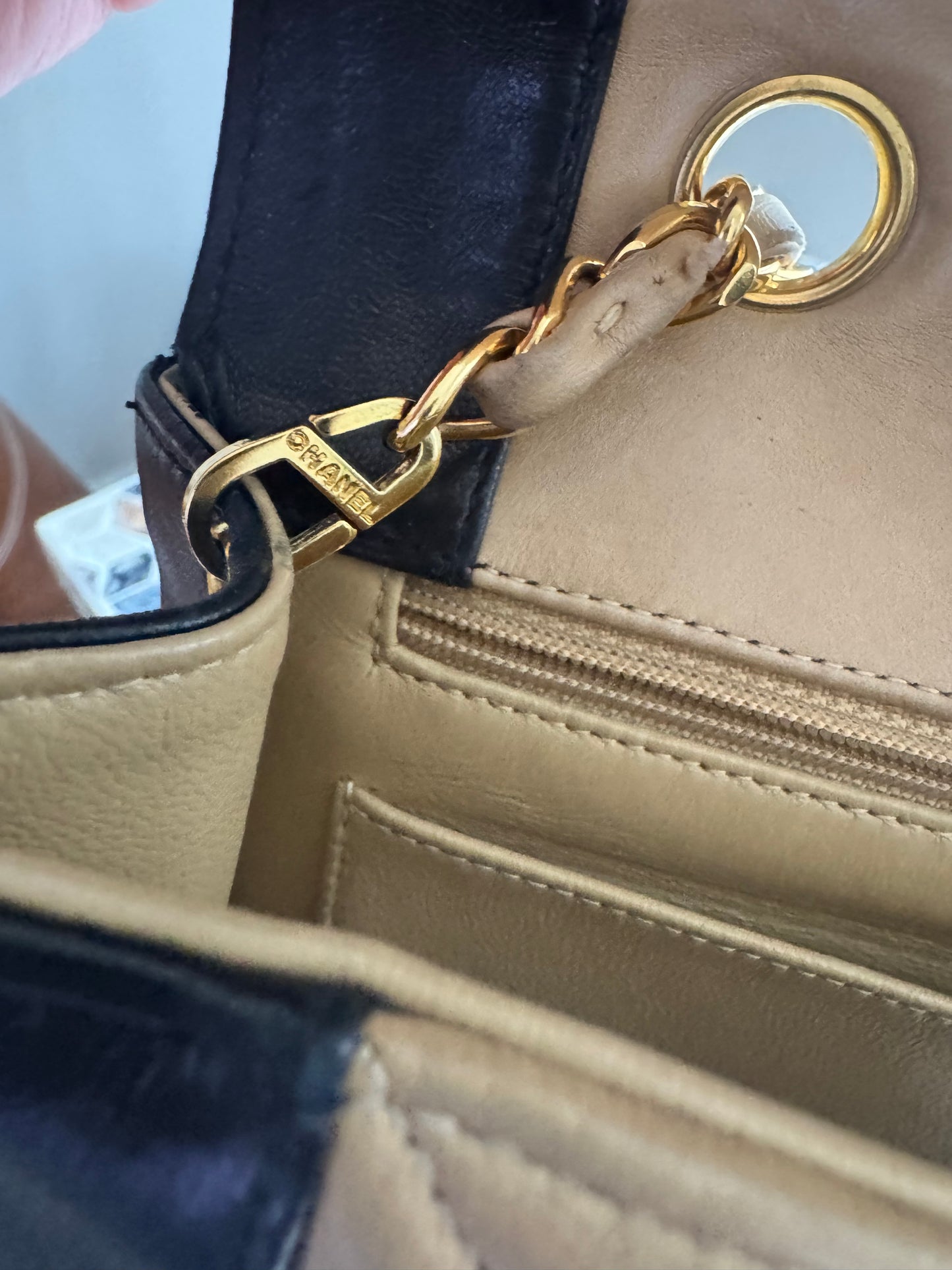 Chanel Lambskin Two Tone Medium Diana Flap Bag