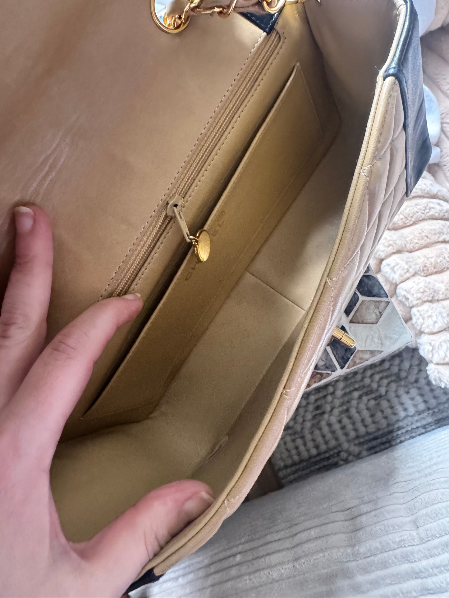 Chanel Lambskin Two Tone Medium Diana Flap Bag