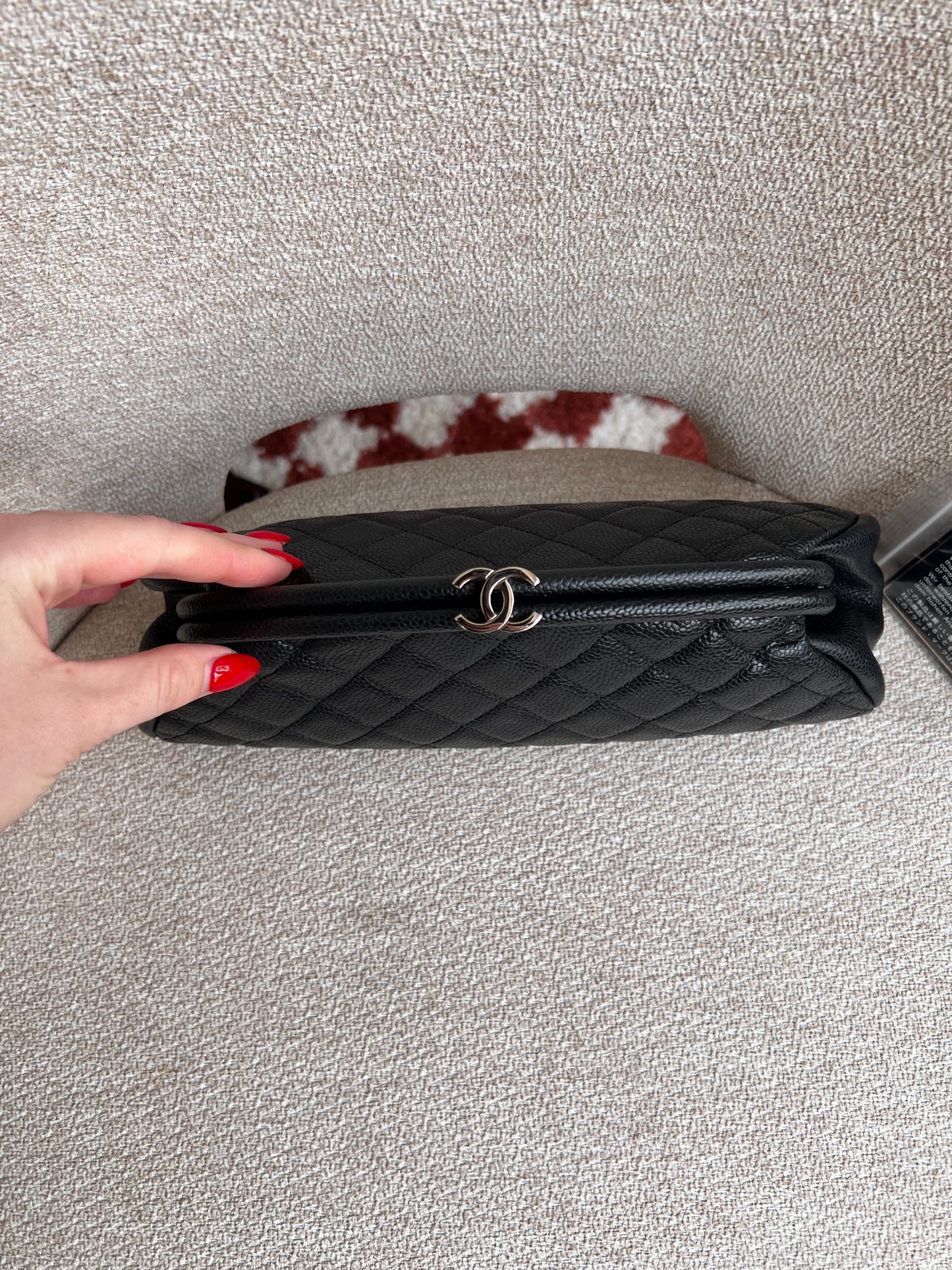 Chanel black caviar timeless CC kisslock clutch SHW