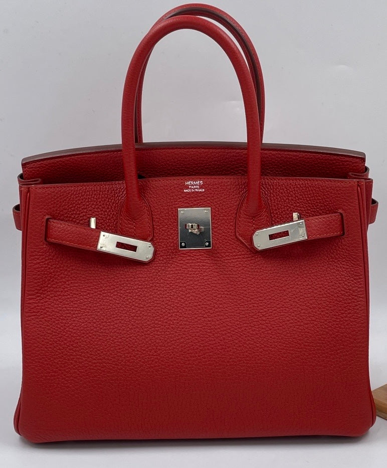 Hermes Birkin 30 rouge V Togo PHW stamp R