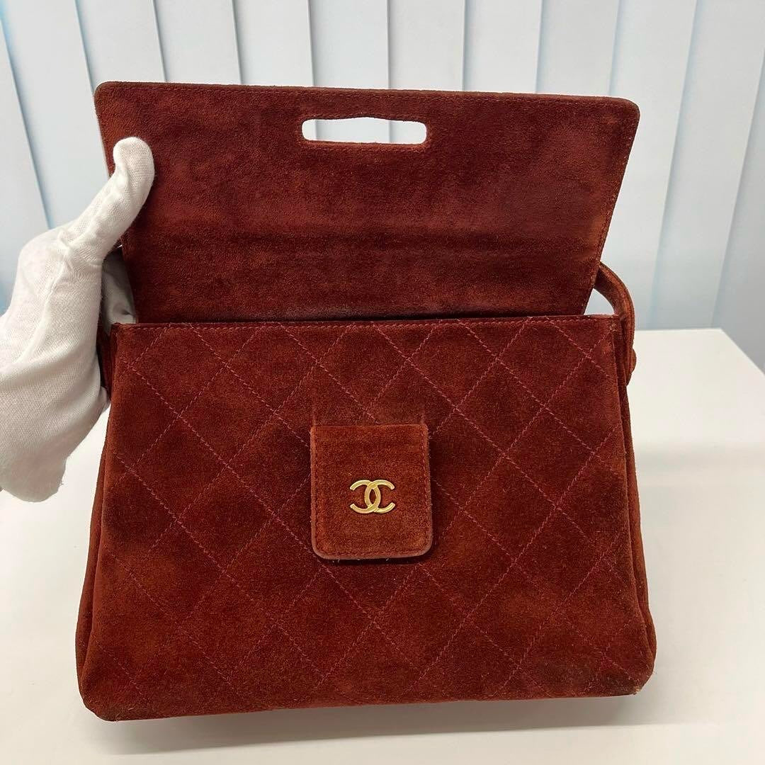 Chanel vintage suede crossbody flap