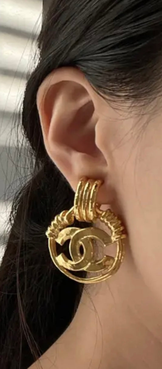 Chanel large CC door knocker earrings