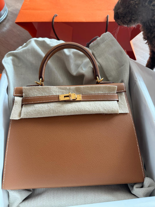 Hermes Kelly 25 gold sellier GHW stamp W payment 4of 4