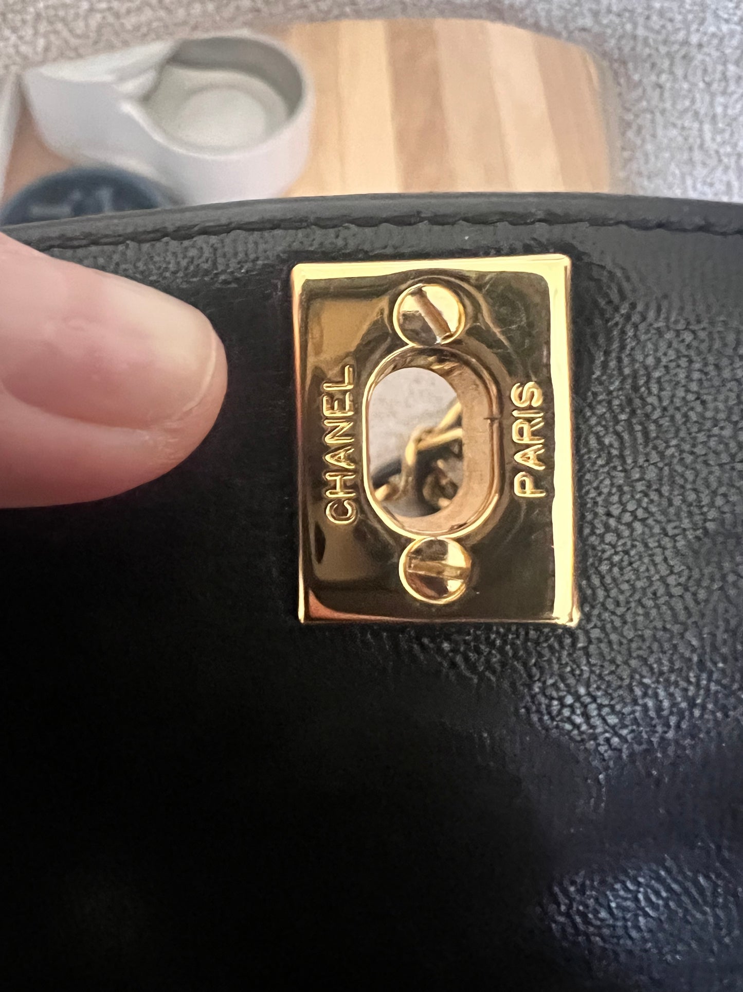 Chanel Small vintage black patent Diana 24k GHW