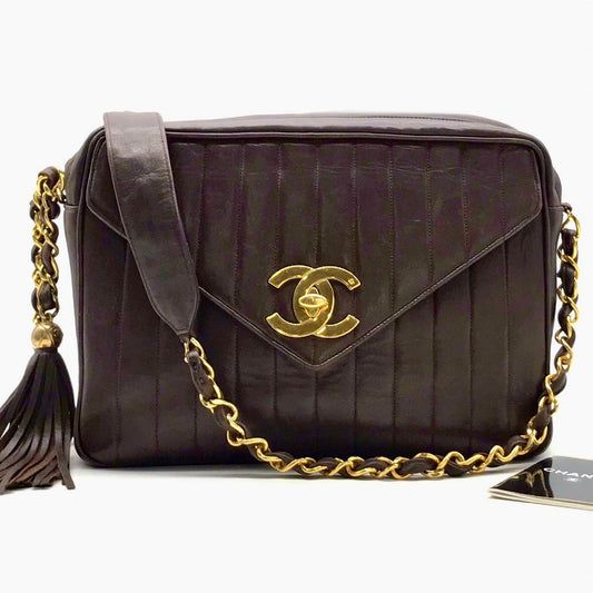 Chanel vintage chocolate lambskin mademoiselle crossbody