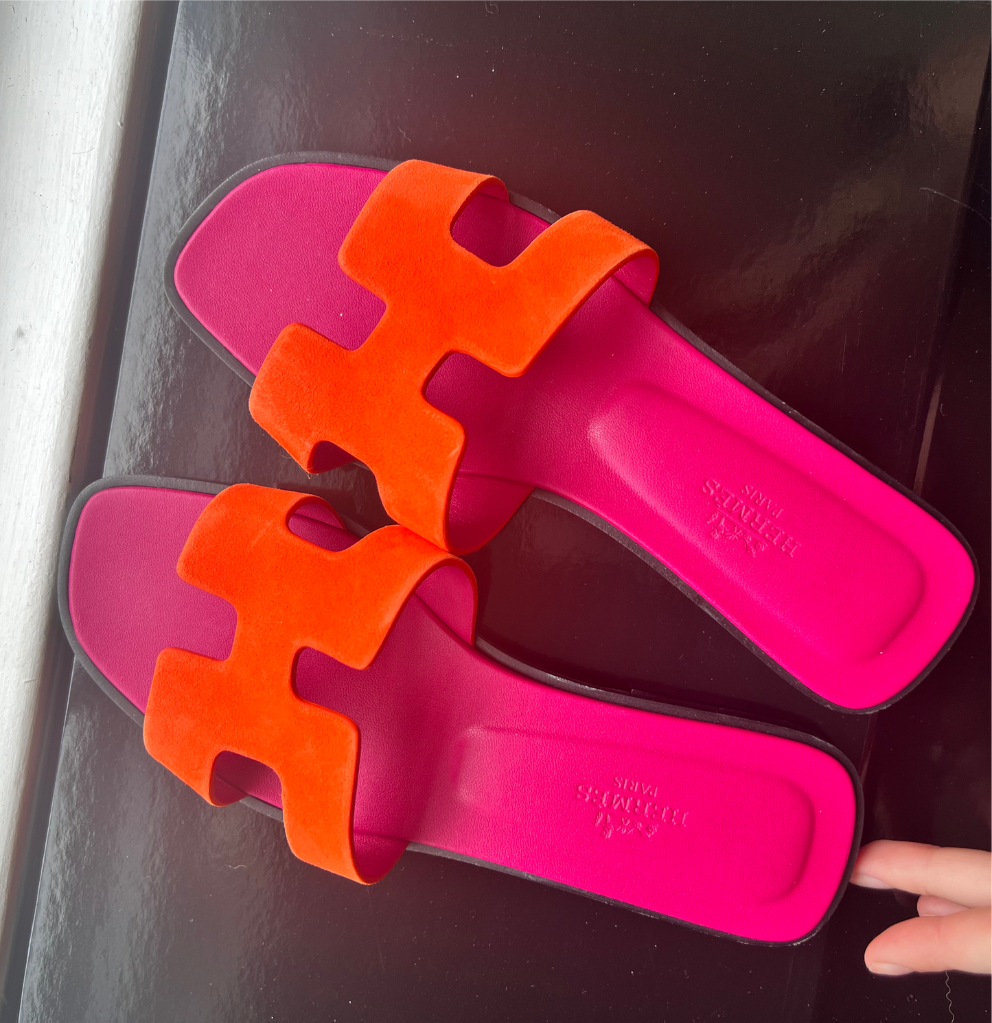 Hermes pink and orange Oran sandals size 36