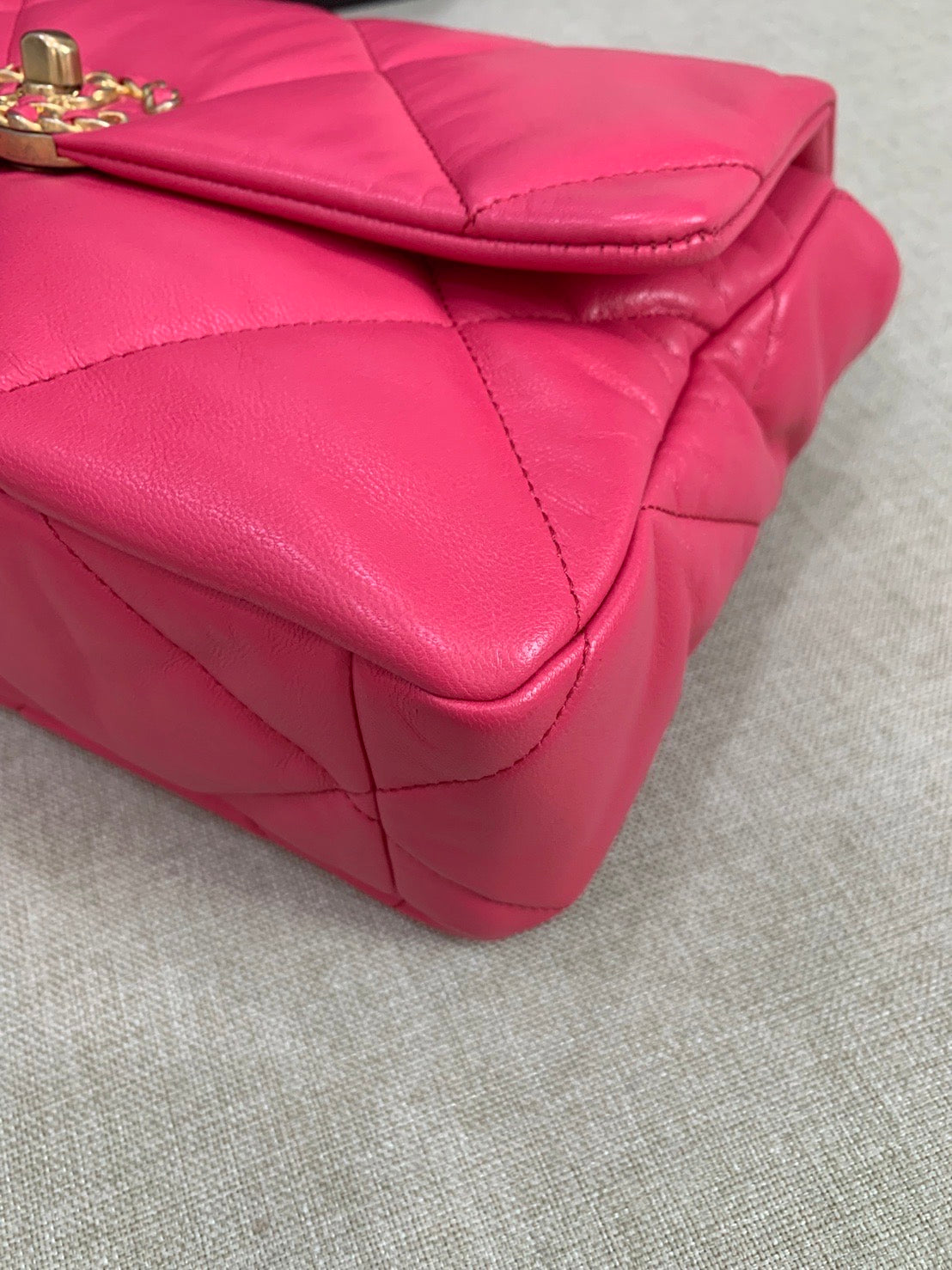 Chanel C19 large hot pink goatskin flap