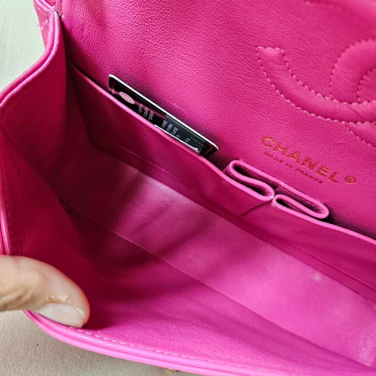 Chanel Pink lamb chevron medium classic flap GHW bag