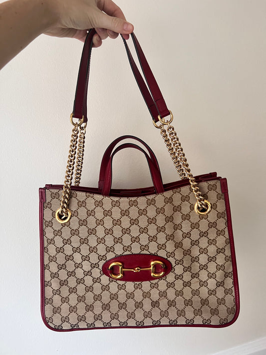 Gucci bordeaux GG two way tote