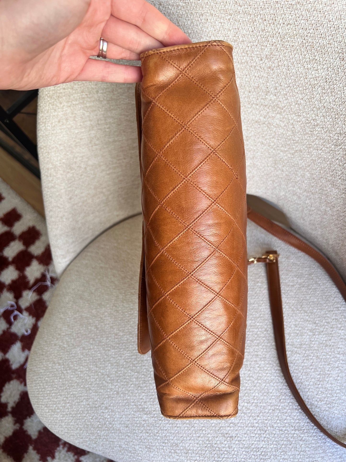 Chanel cognac lambskin messenger flap