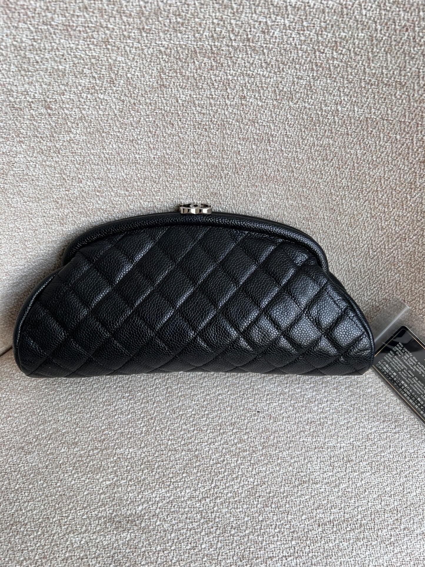 Chanel black caviar timeless CC kisslock clutch SHW