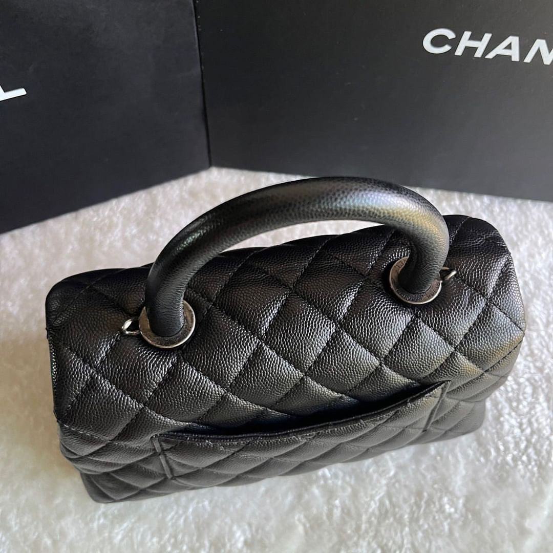 Chanel Small 9.5” coco handle black caviar RHW- partial payment