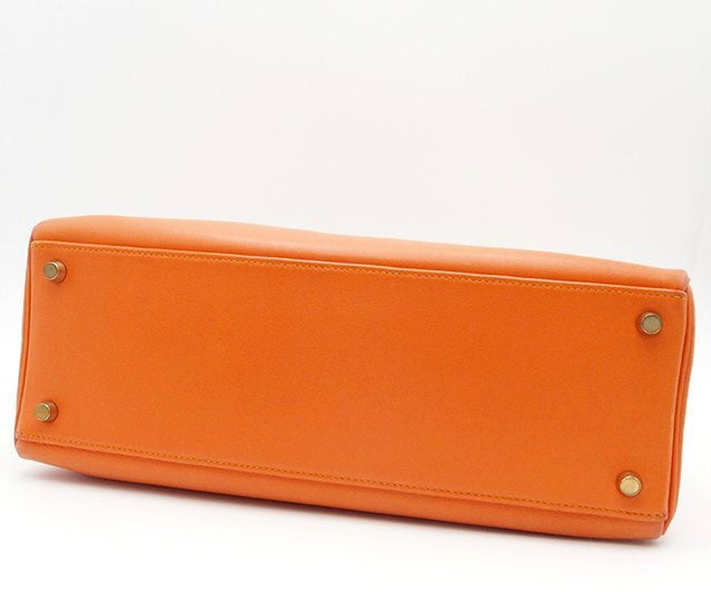 Hermes Kelly 32 orange gulliver leather gold hardware