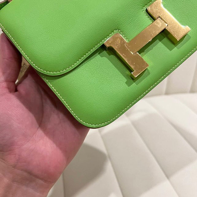 Hermes Constance 18 granny apple green swift GHW