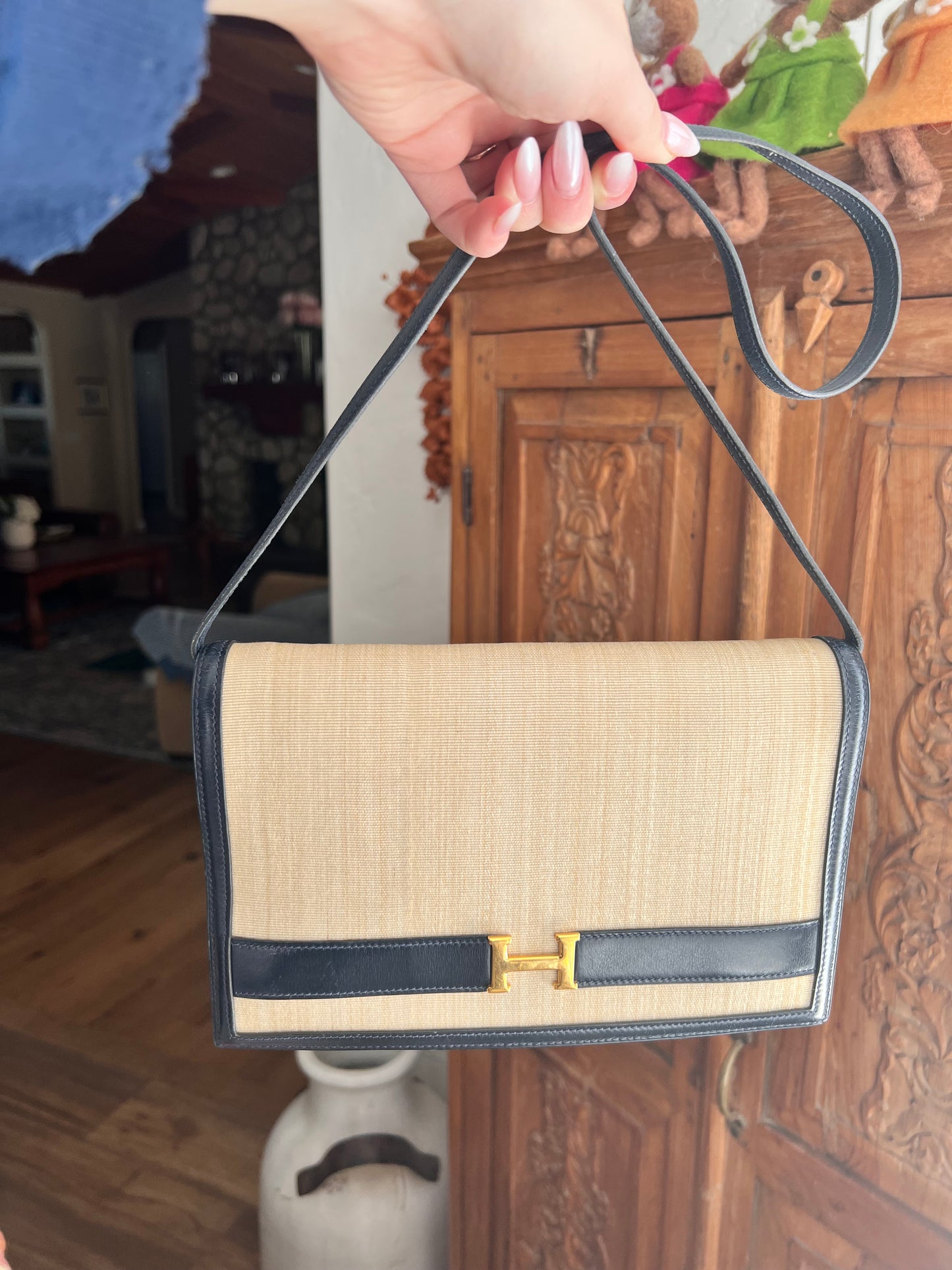 Hermes vintage Annie crinoline flap shoulder bag