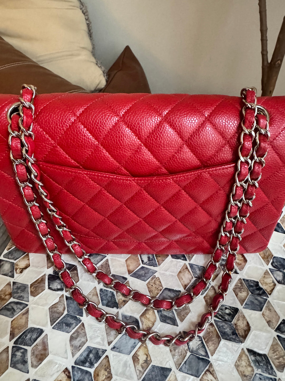Chanel Red Caviar Medium Double Flap