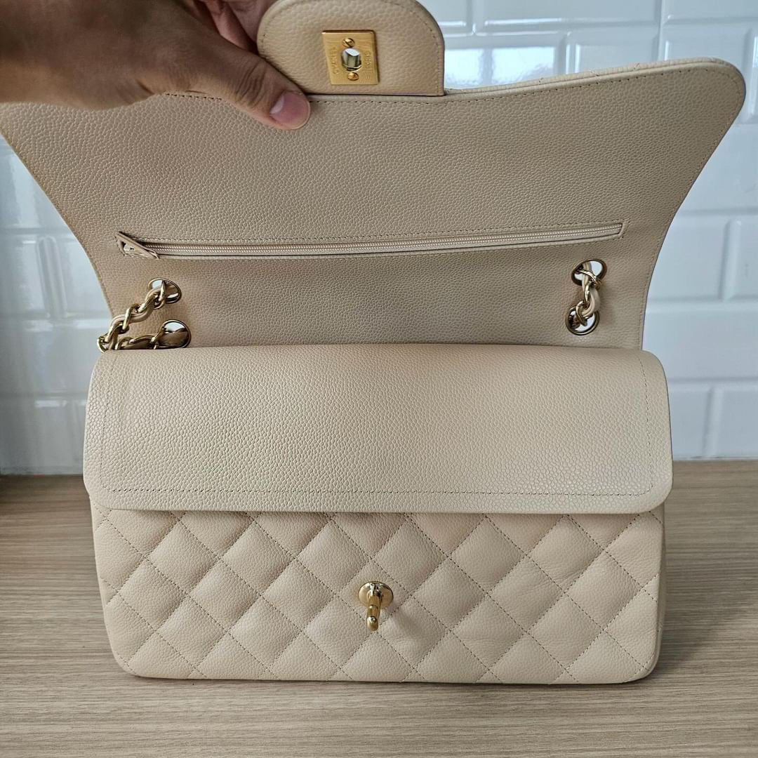 PARTIAL PAYMENT- Chanel Beige Claire caviar jumbo GHW