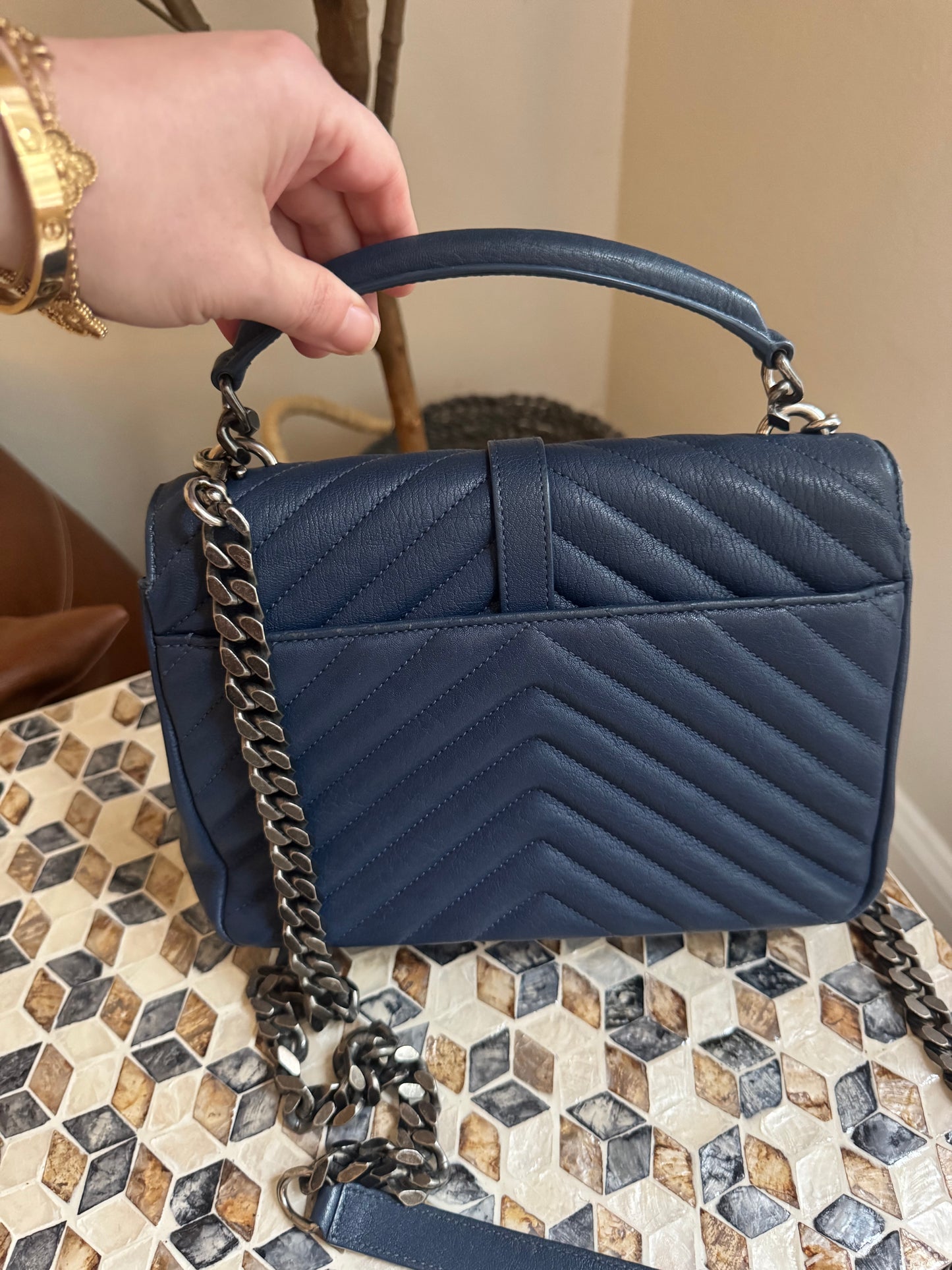 YSL Medium College Top Handle Crossbody Bag