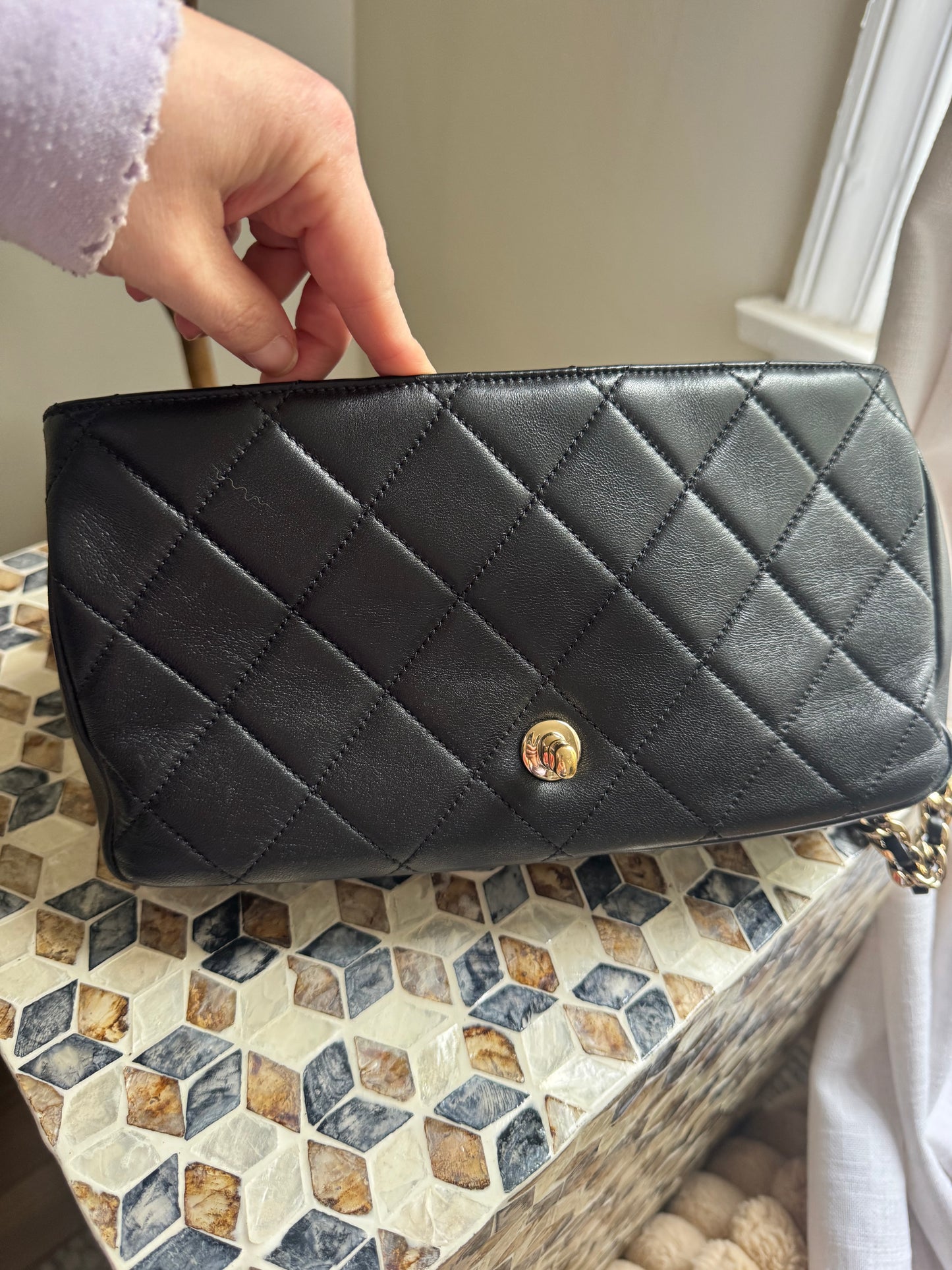 Chanel Lambskin Chunky Chain 2-Way Handbag