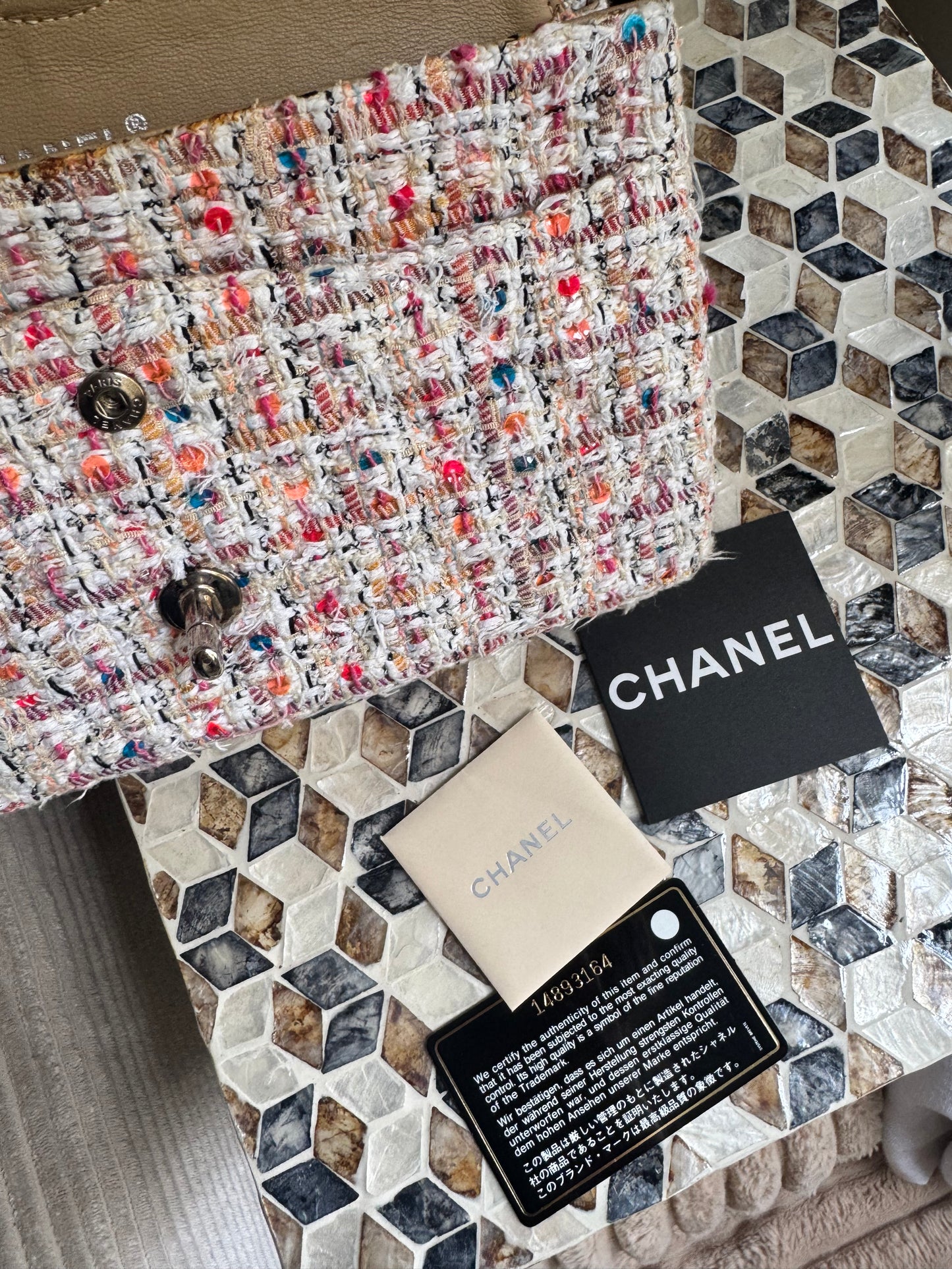 Chanel Tweed Multicolor Medium Classic Flap