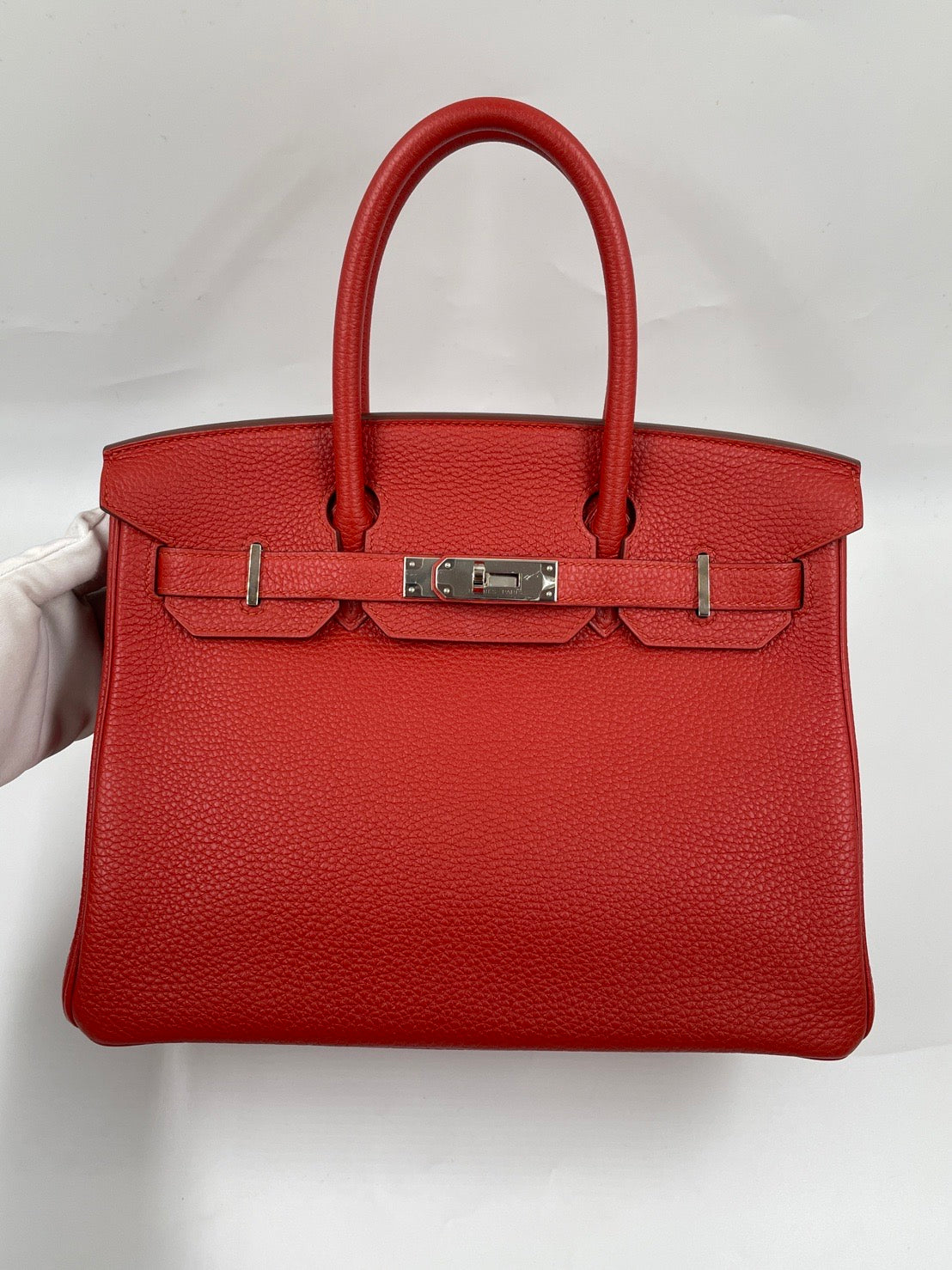 Hermes Birkin 30 rouge V Togo PHW stamp R