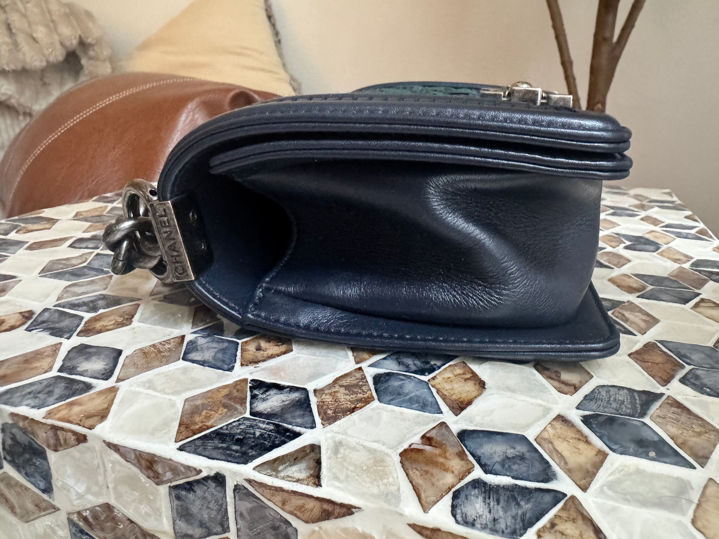 Chanel Small Woven Calfskin Boy Bag