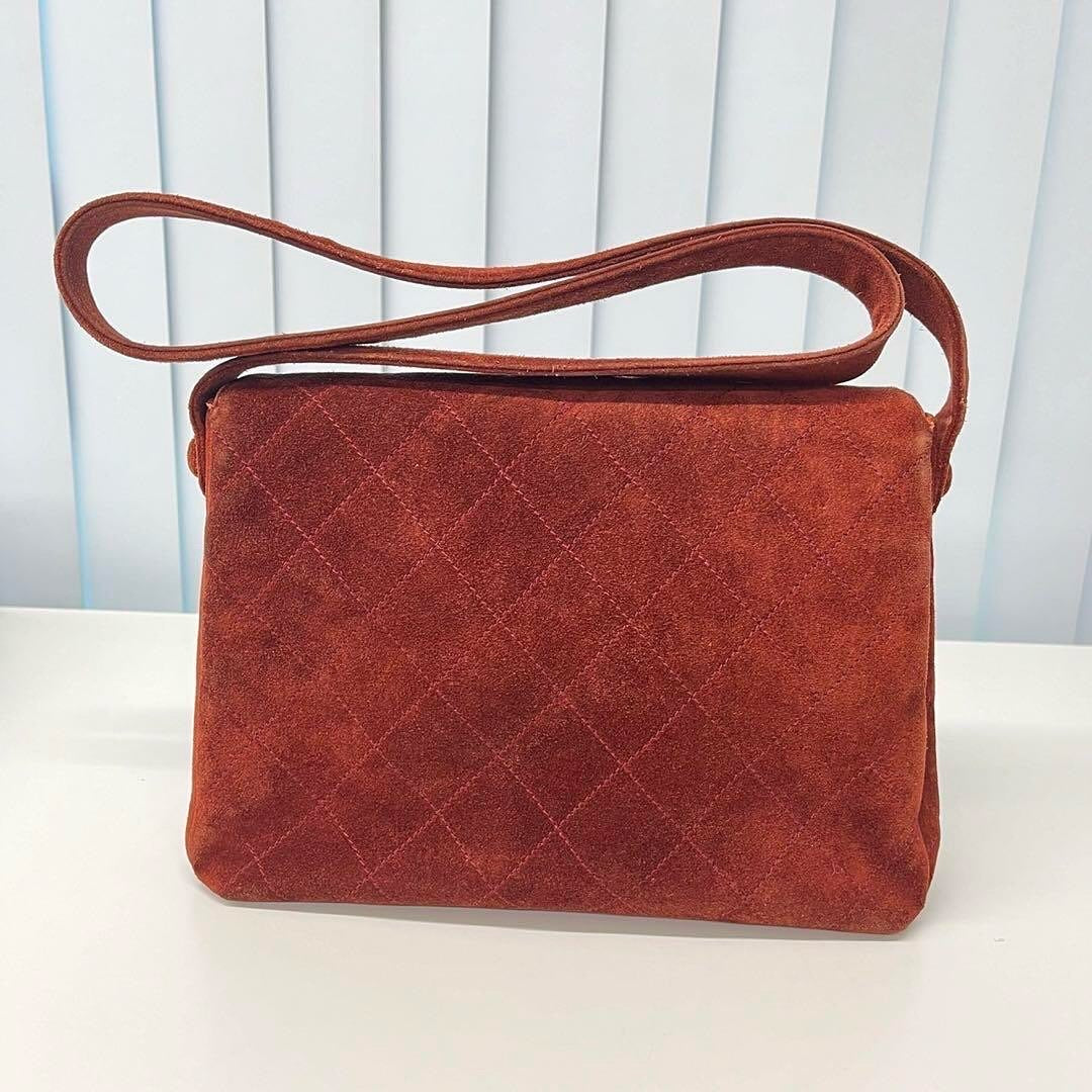 Chanel vintage suede crossbody flap