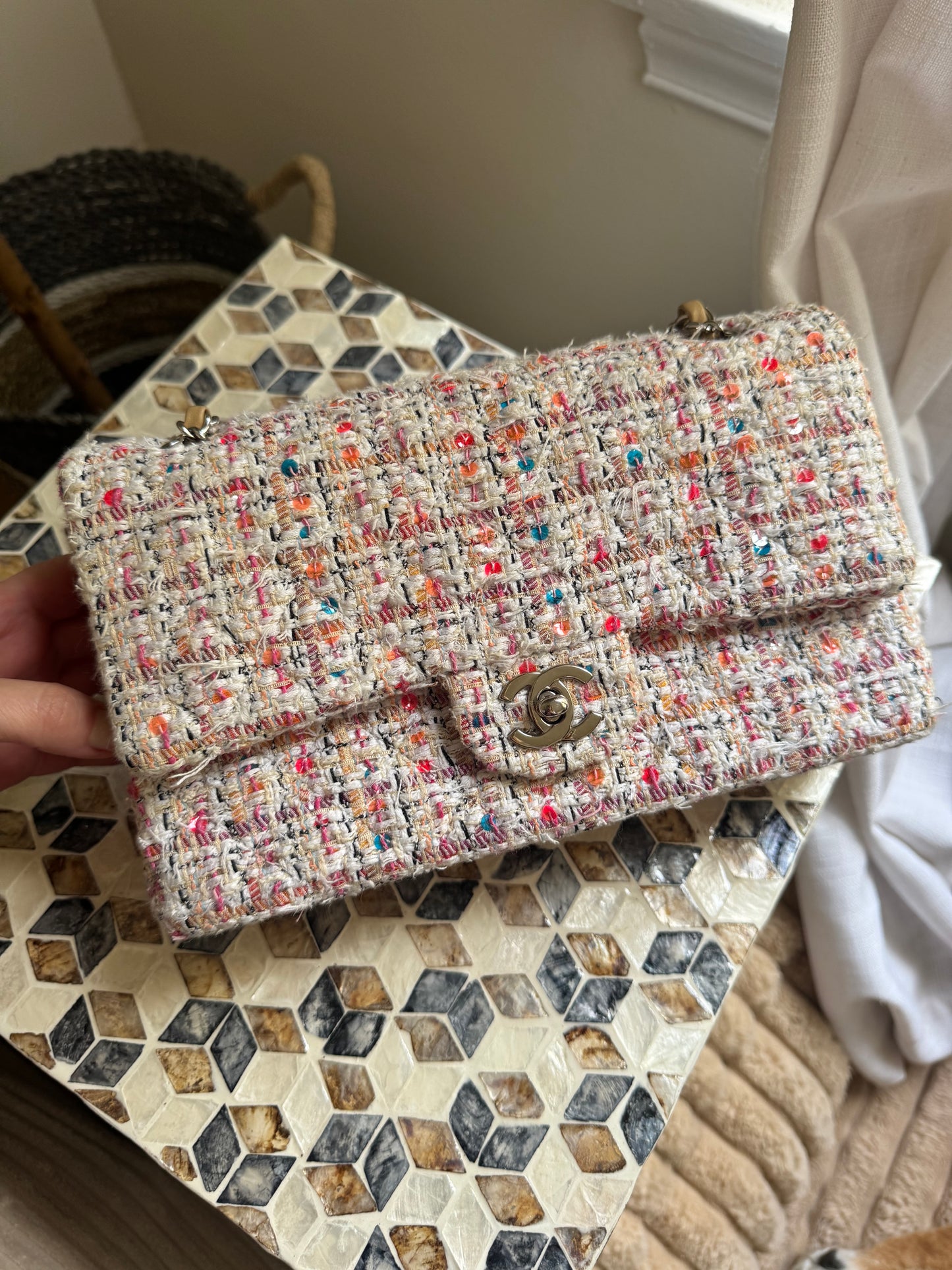 Chanel Tweed Multicolor Medium Classic Flap