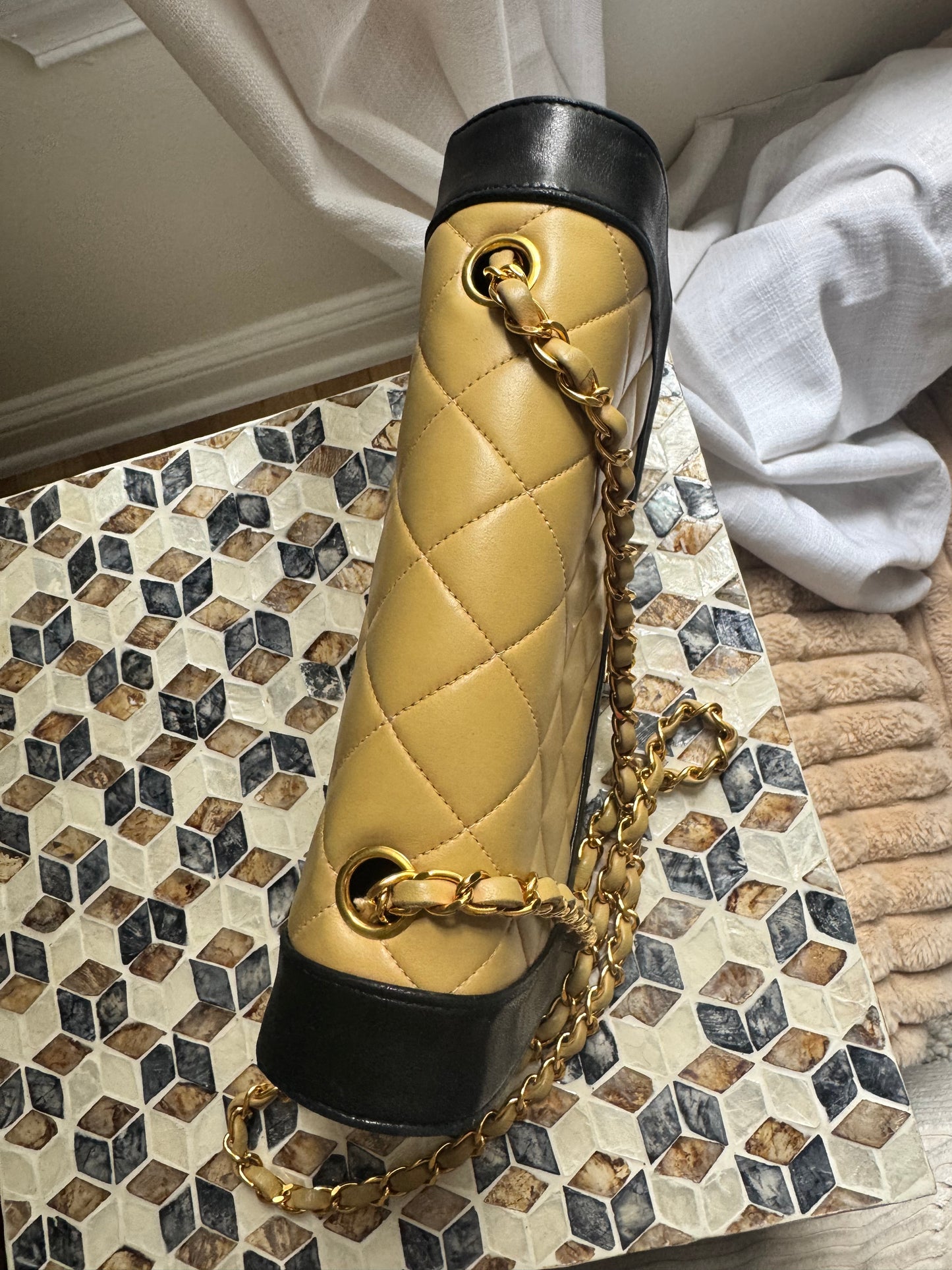 Chanel Lambskin Two Tone Medium Diana Flap Bag