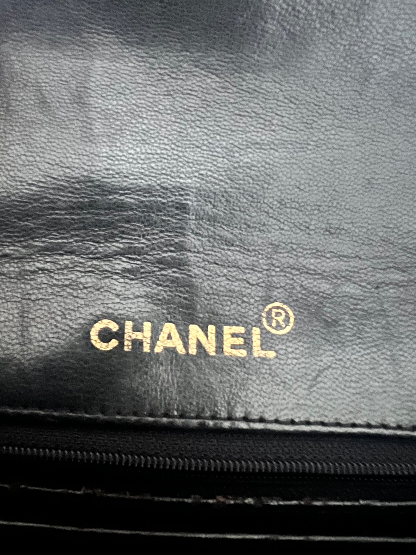 Chanel Small vintage black patent Diana 24k GHW