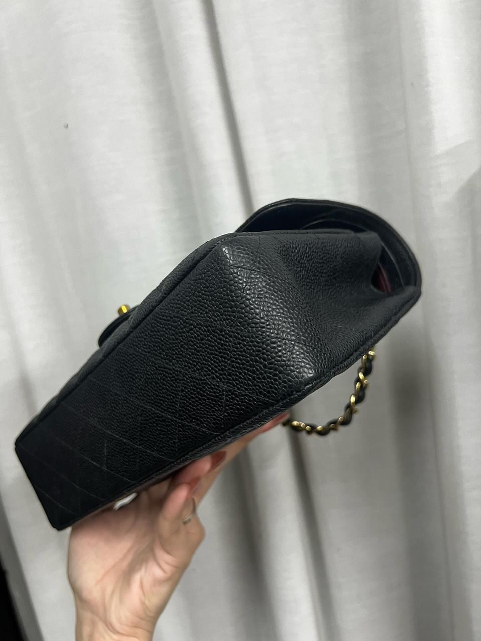 Chanel black caviar medium classic flap gold hardware