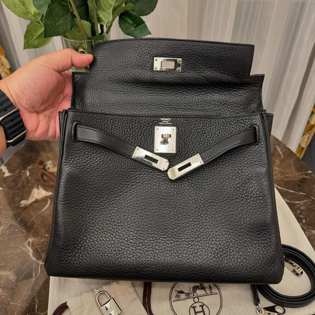 Hermes K28 noir Togo PHW stamp Q square