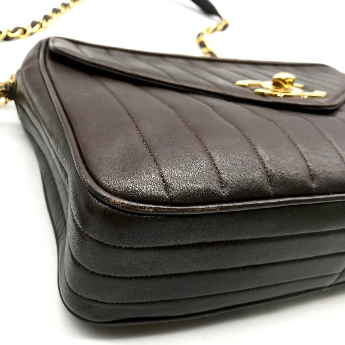 Chanel vintage chocolate lambskin mademoiselle crossbody