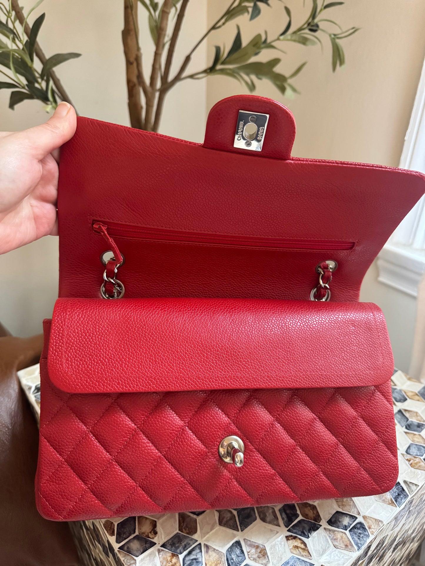 Chanel Red Caviar Medium Double Flap