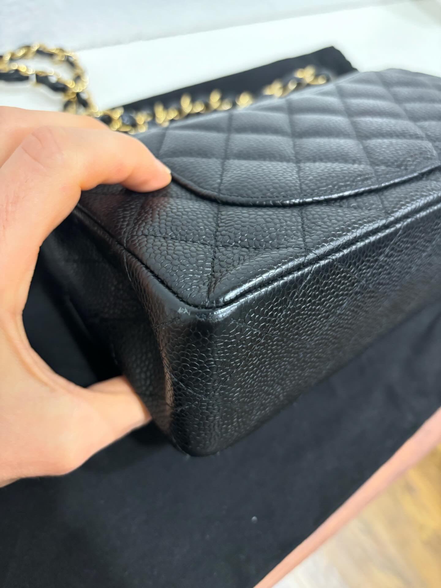 Chanel Black caviar GHW small classic flap 13 series