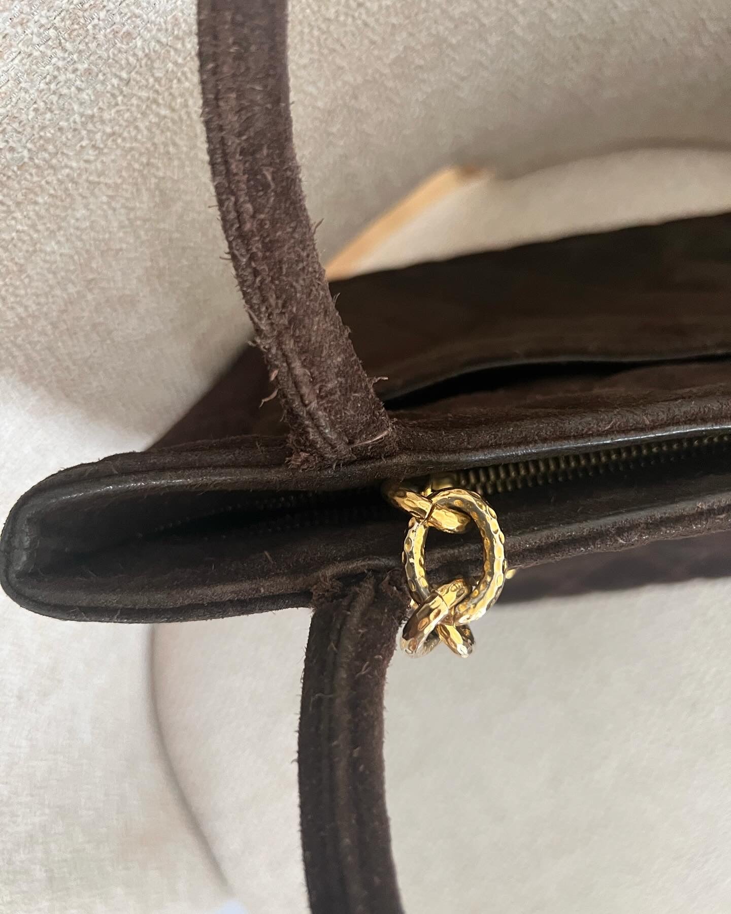 Chanel chocolate suede vintage medallion tote