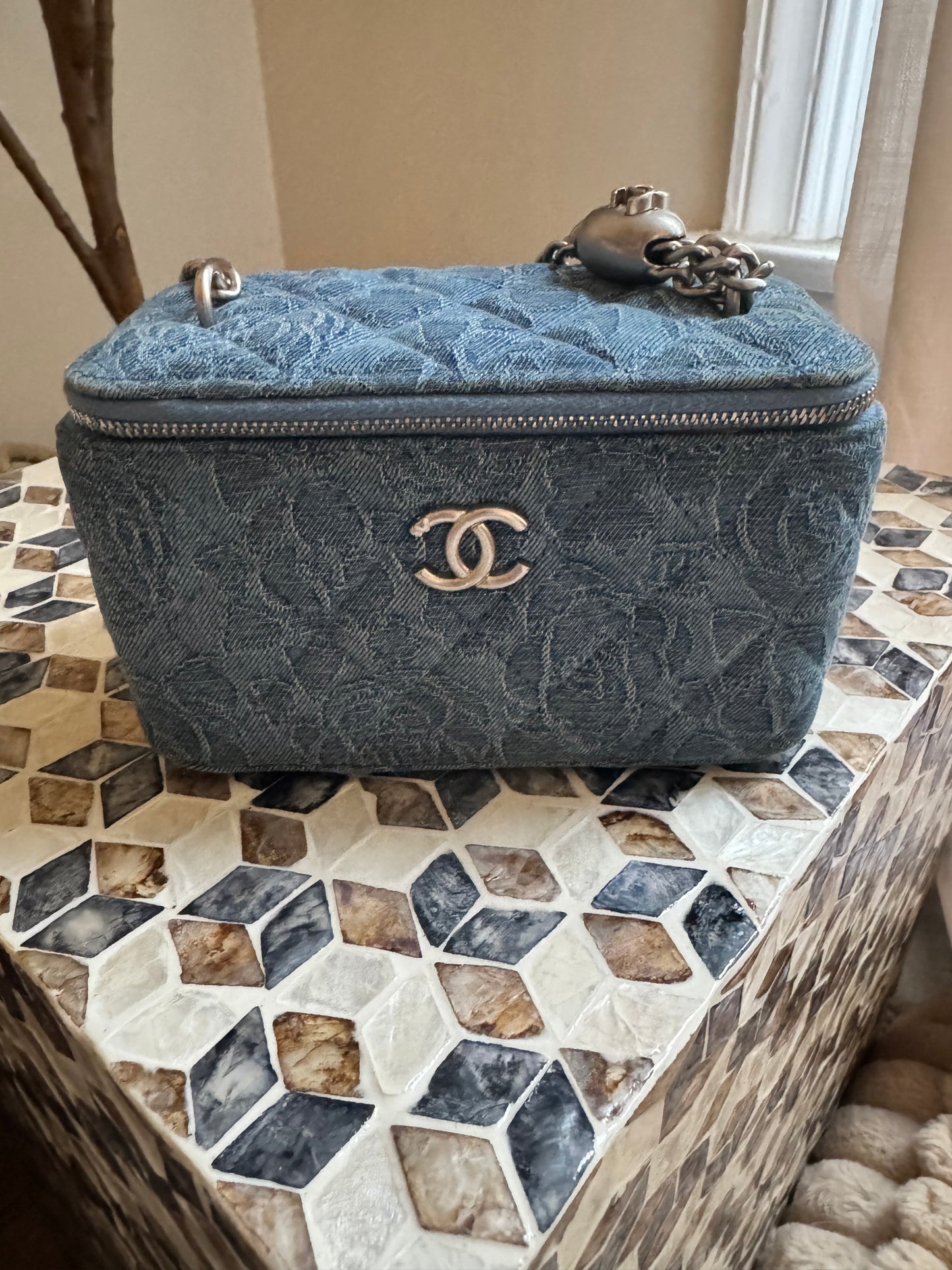 Chanel Denim Camillia Coco Crush Heart Vanity