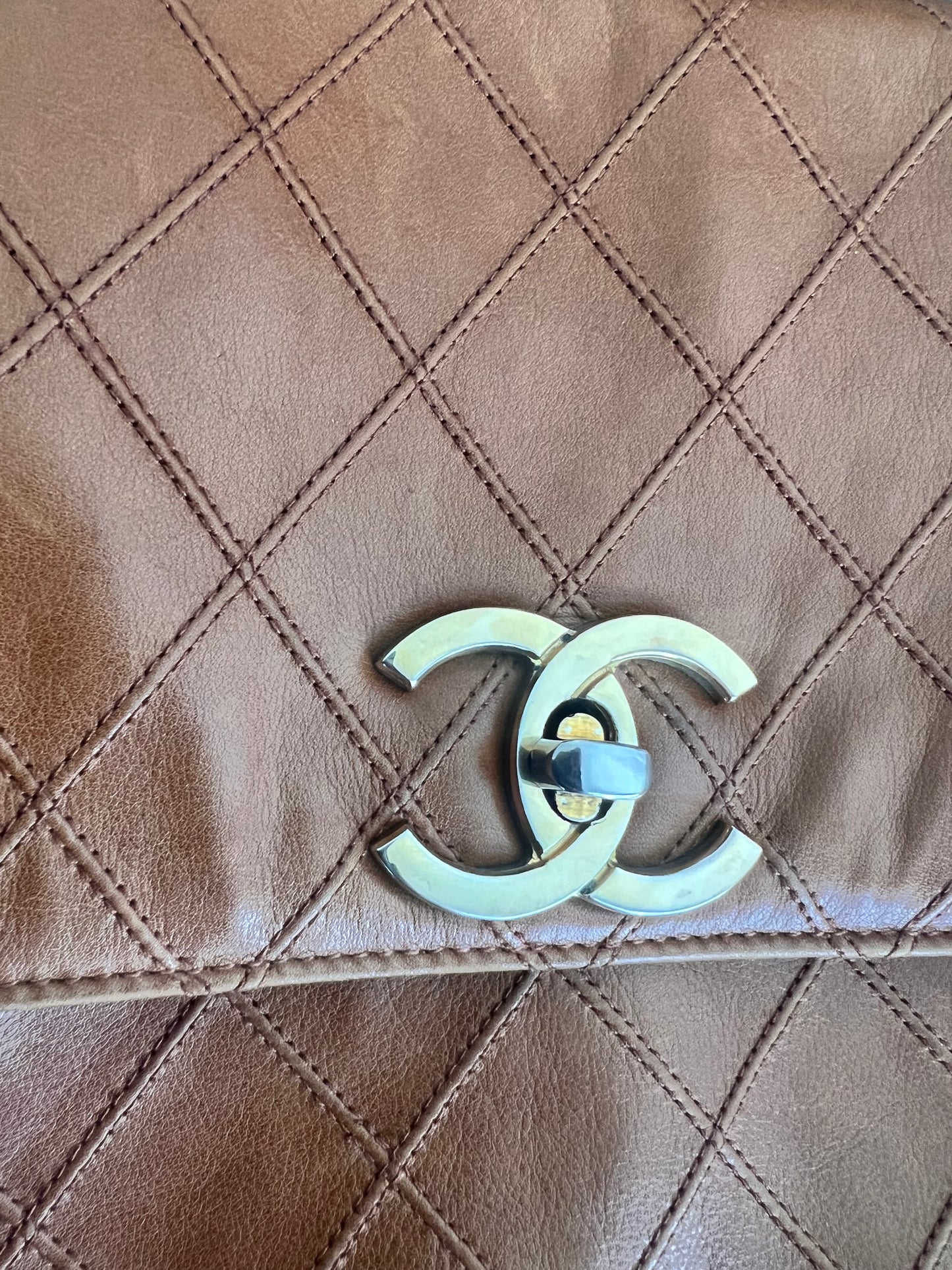 Chanel cognac lambskin messenger flap