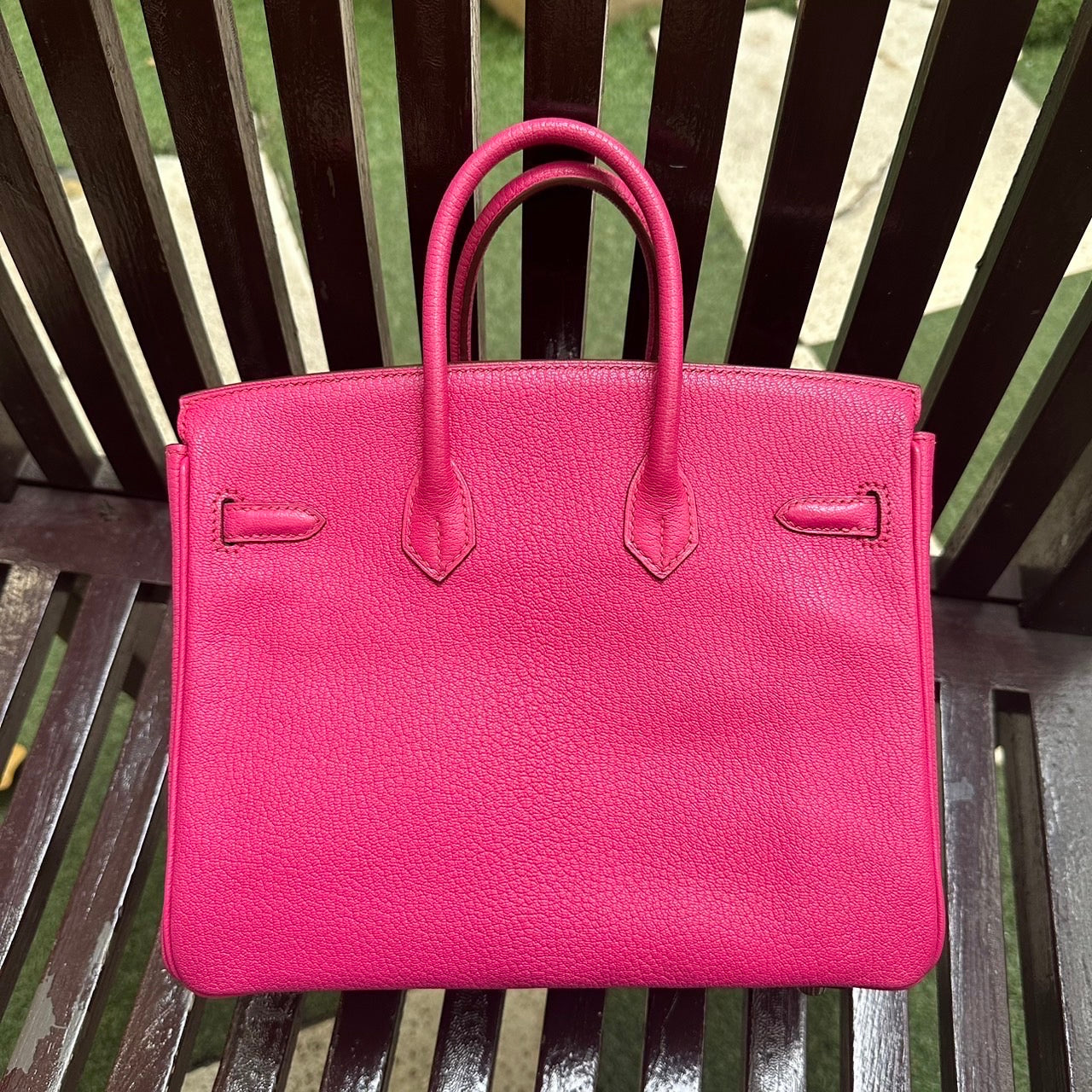 Hermes Birkin 25 rose shocking chèvre PHW K stamp