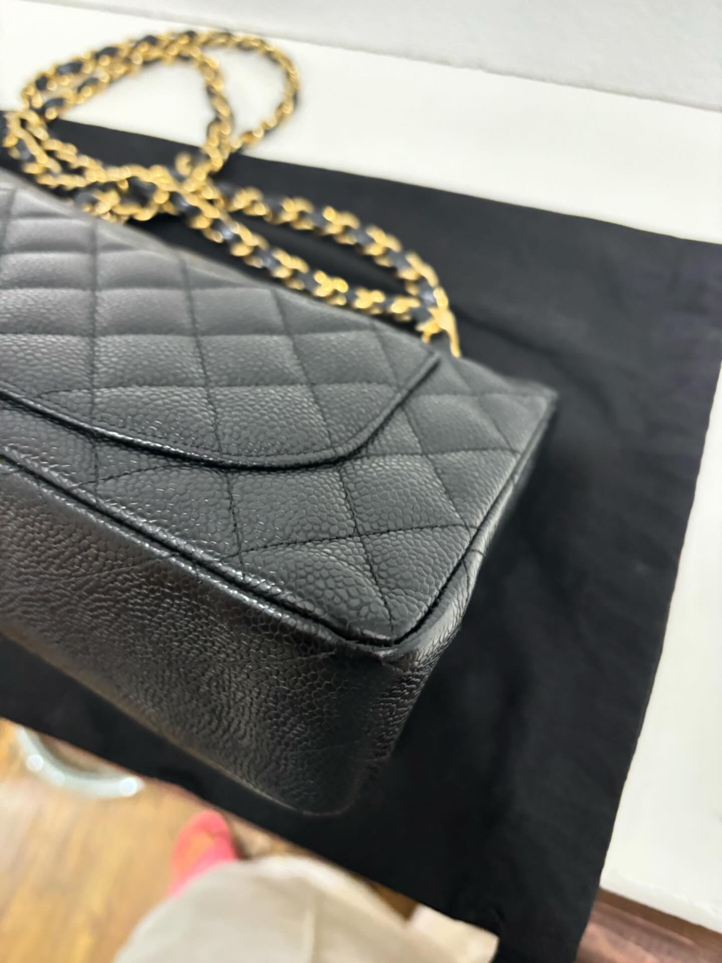 Chanel Black caviar GHW small classic flap 13 series