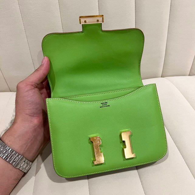 Hermes Constance 18 granny apple green swift GHW