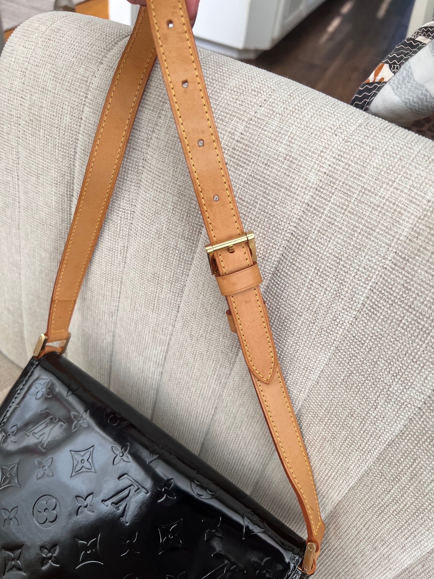 LV black Vernis musette shoulder bag