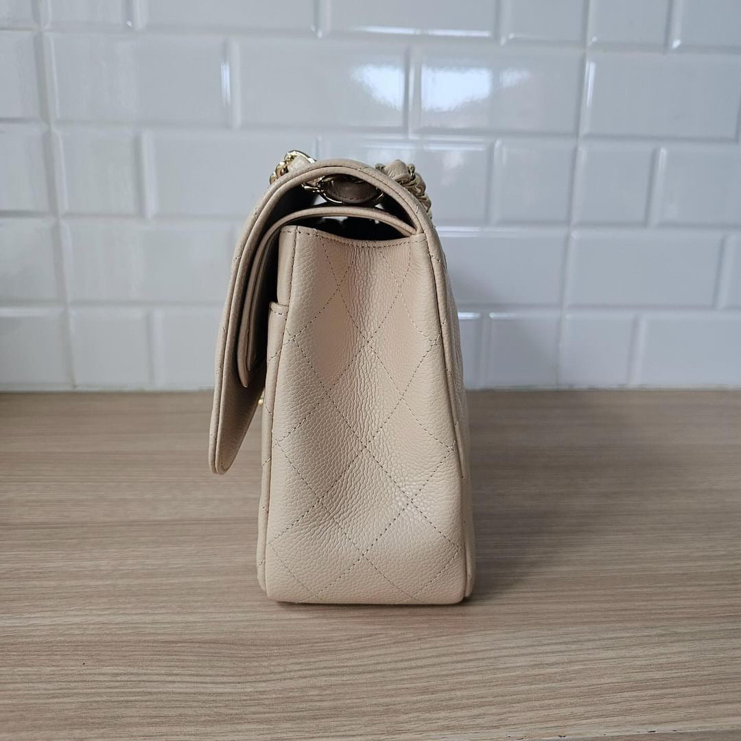 PARTIAL PAYMENT- Chanel Beige Claire caviar jumbo GHW