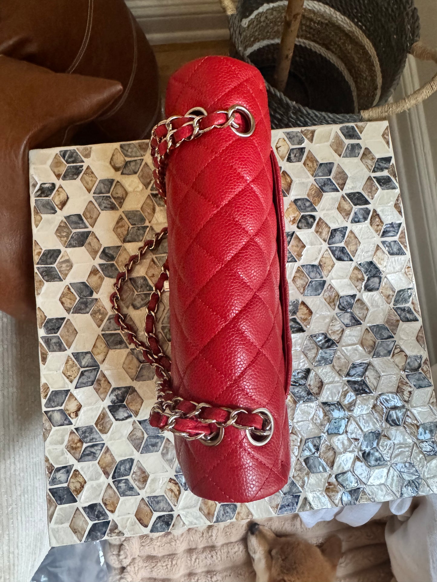 Chanel Red Caviar Medium Double Flap
